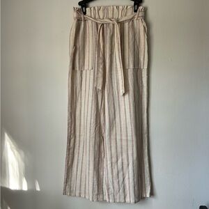 Copper Key | Wide Leg Pants in Natural w/ Red & Blue Stripes